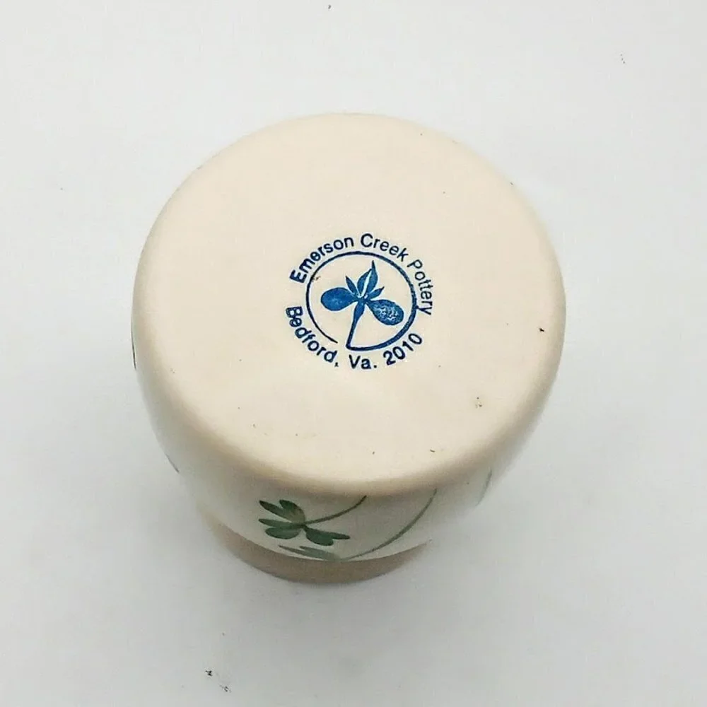 Emerson Creek Pottery Hand-Painted Green Leaf Ceramic Sugar Jar
